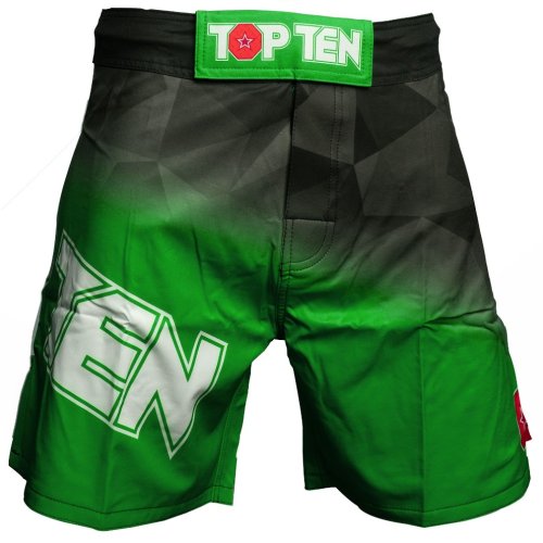 MMA Shorts, Top Ten, Scratched, black, Zöld szín, L size