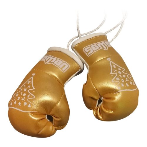 Mini Boxing Gloves, Saman, Hang-up, pair, golden, x-mas tree