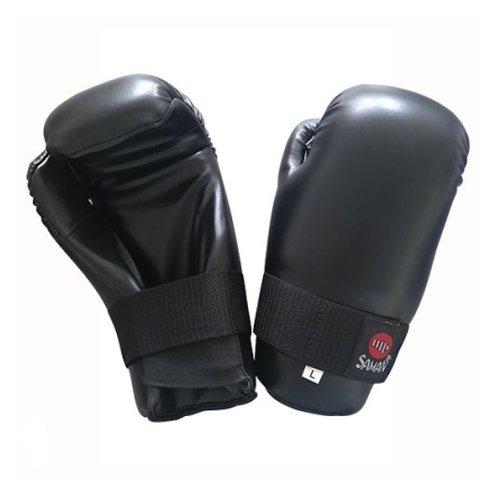 Semi-contact gloves, Saman, black, artificial leather