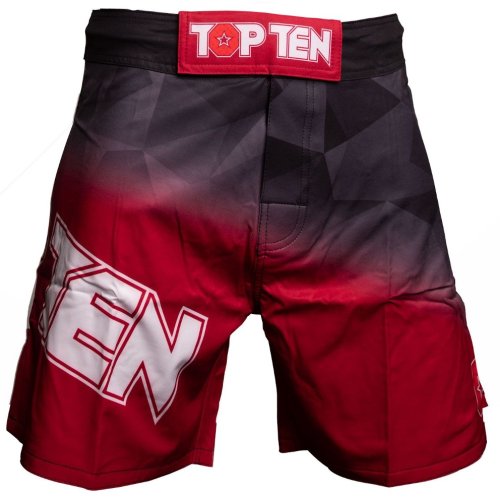 MMA Shorts, Top Ten, Scratched, black, Piros szín, XL size