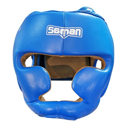 Head guard, Saman, Sparring II, with face protection, leather, blue