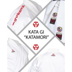   Karate ruha, Hayashi, WKF, Katamori, 13 oz., fehér és színes hímzéssel, Fehér szín, 135 cm méret