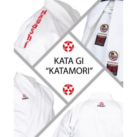 Karate ruha, Hayashi, WKF, Katamori, 13 oz., fehér és színes hímzéssel, Fehér szín, 135 cm méret