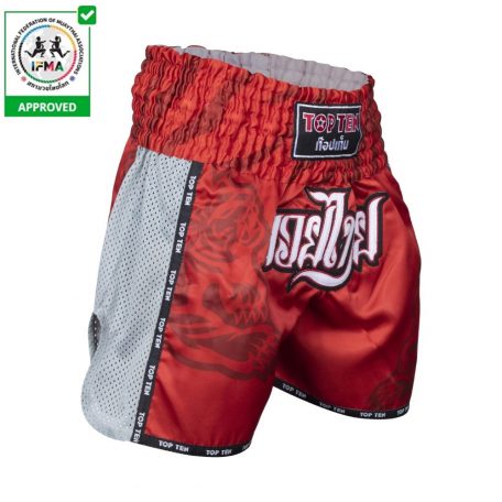 Thai-boxing shorts, Top Ten, Thai Basic, white, Piros szín, XS méret