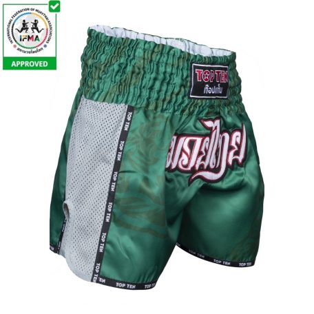 Thai-boxing shorts, Top Ten, Thai Basic, white, Zöld szín, XS méret