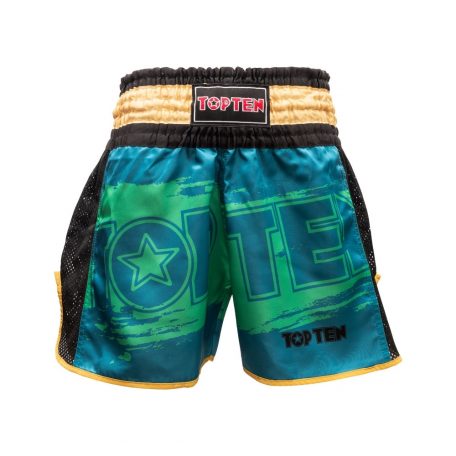 Kick-box shorts, Top Ten, WAKO Star, Zöld-arany szín, XL méret