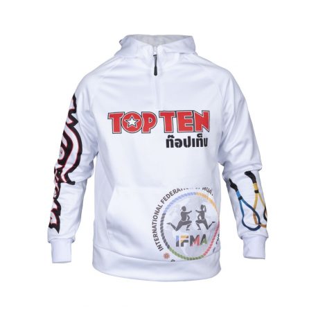 Hoodie “ITF SHADOW”, Top Ten, Taekwondo, white, Fehér szín, M méret