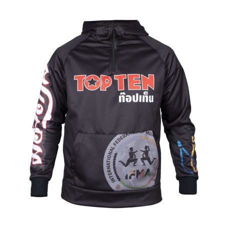 Hoodie “ITF SHADOW”, Top Ten, Taekwondo, white, Fekete szín, L méret