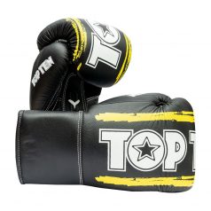   Boxing gloves, Top Ten Round Up, leather, with laces, Fekete-citromsárga szín, 10 oz méret