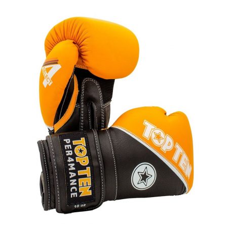 Boxing gloves, Top Ten, 4Select, leather, Narancs-fekete szín, 10 oz méret