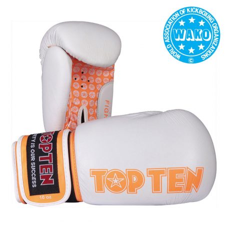 Boxkesztyű, Top Ten, Fight, WAKO, Fehér-narancs, 10 oz