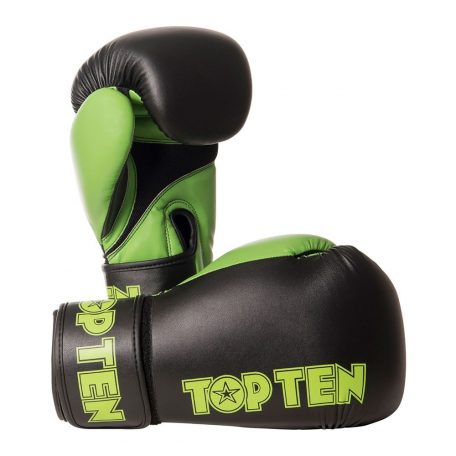 Boxing gloves, Top Ten, XLP, Fekete-zöld szín, 10 oz méret