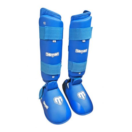 Shinpad with removable instep pad, Saman, karate, blue, M méret