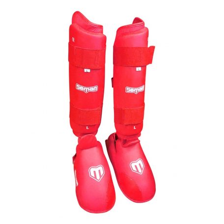 Shinpad with removable instep pad, Saman, karate, red, S méret