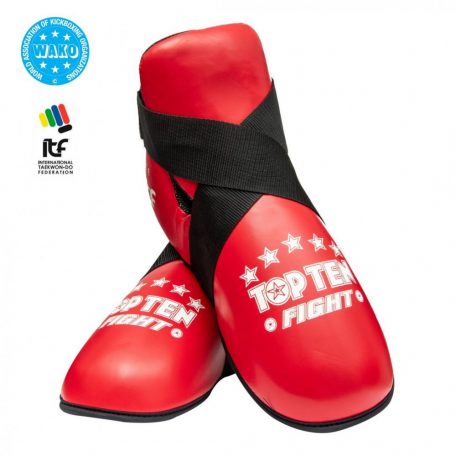 Instep Pad, Top Ten, Fight, black, Piros szín, XS méret, WAKO Kick-Box minősítés