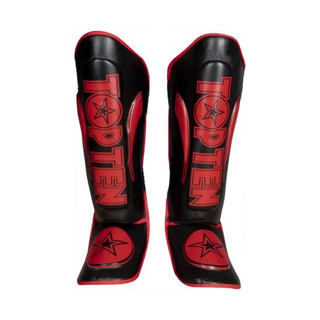 Shin and Instep Guards, Triangle, Top Ten, neoprene, fekete-piros szín, M méret