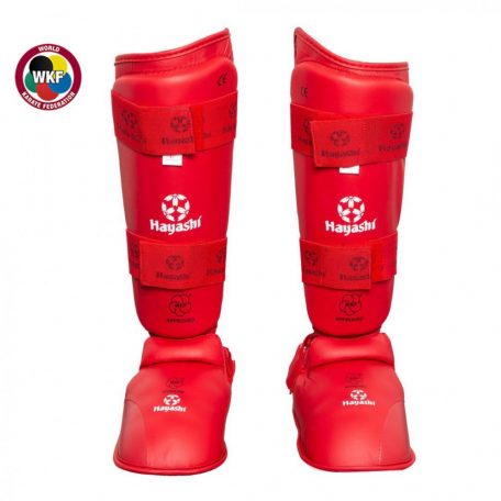 Karate Kickprotector and Shin Guard Set, Hayashi, WKF, blue, Piros szín, S méret