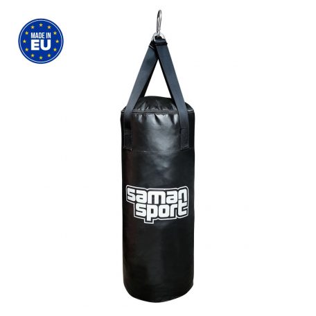 Boxzsák, Samansport, Junior, műbőr, 80x30 cm, fekete