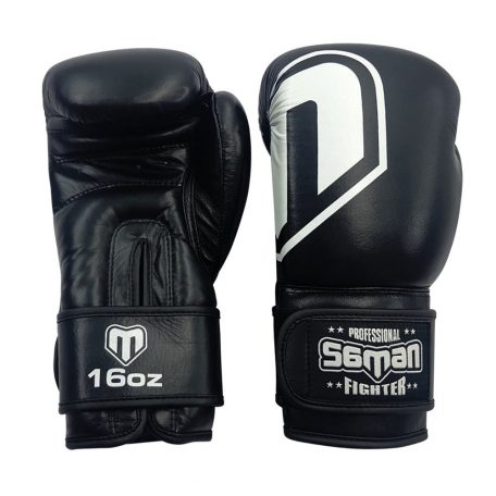 Boxing gloves, Saman, Force, leather, black, 10 oz