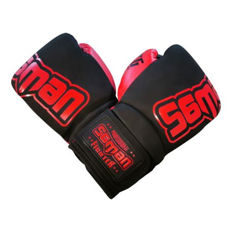 Boxing gloves, Saman, STG, artificial leather, Black-red