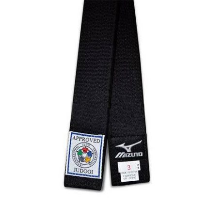 Judo belt, Mizuno, cotton, black, IJF