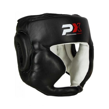 Headguard, cowhide, black, chinguard