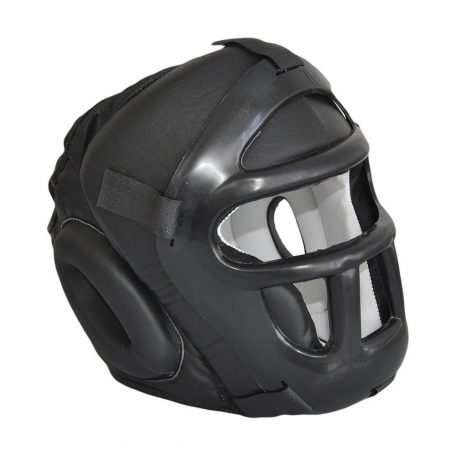 Headguard, cowhide, black, chinguard