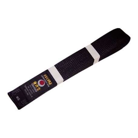 Karate belt, Tokaido, artifical silk, black, Japan design, 265 (3,5) méret