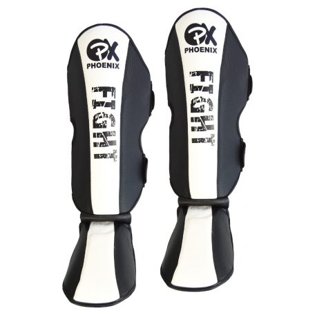 Shin-instep guard, Phoenix, Fight II, PU, black-white, XL méret