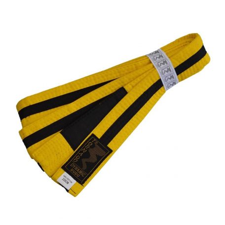 BJJ Belt, for Children, yellow / black stripe, 220 méret