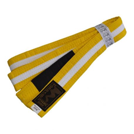 BJJ Belt, for Children, yellow / white stripe, 220 méret