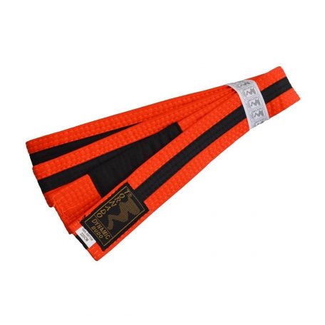 BJJ Belt, for Children, orange / black stripe, 240 méret